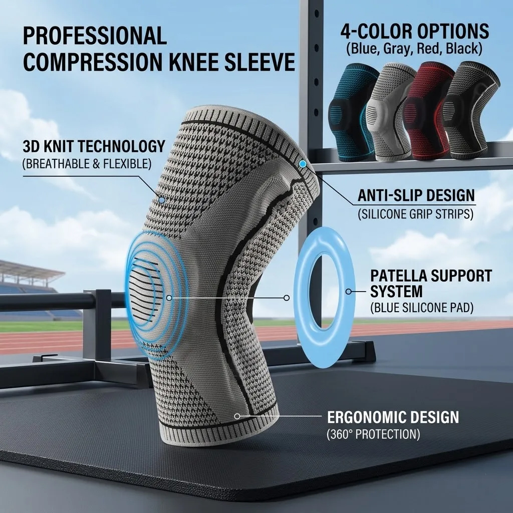 Knee Sleeve Pair - Elastic Silicone Knee Brace Nylon Sports